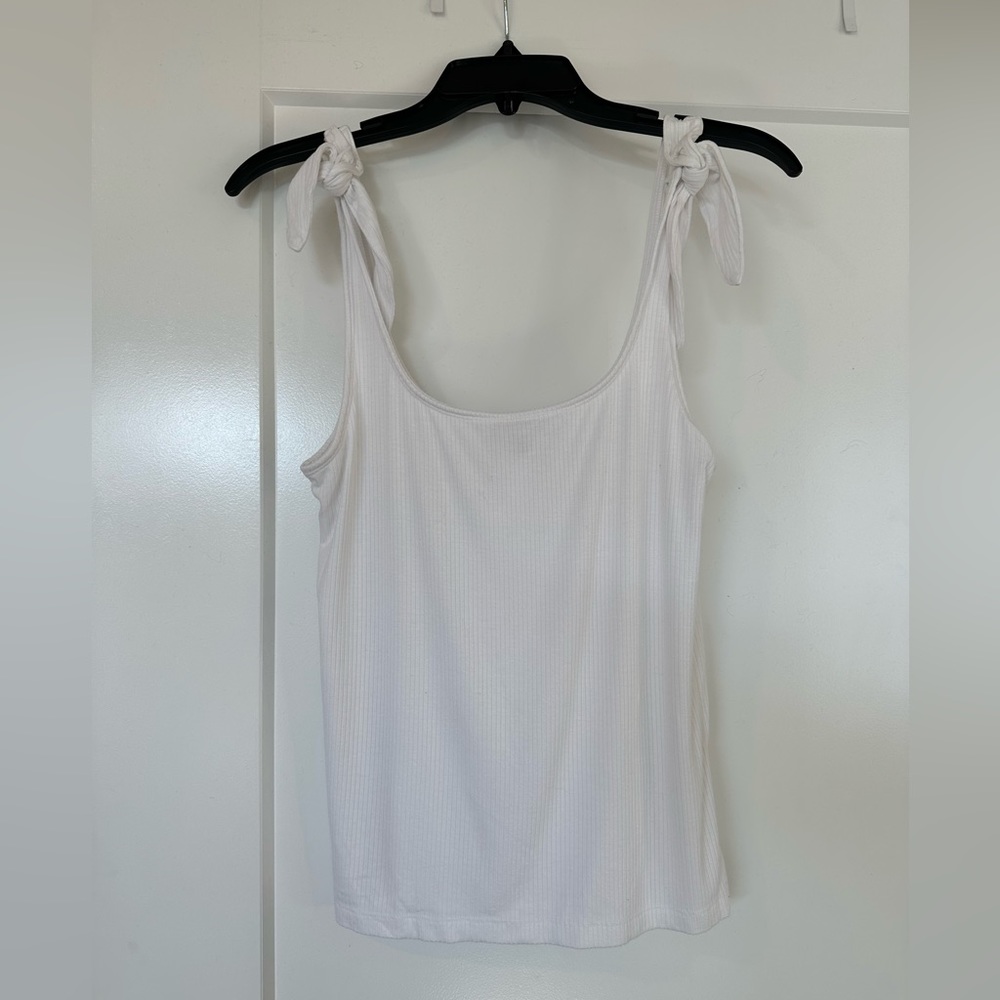 Banana Republic White Ribbed Tank Top Size M